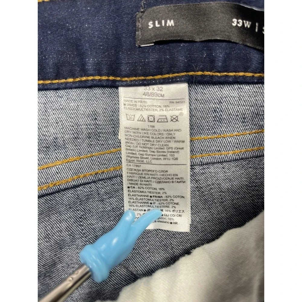 Banana Republic Slim Fit Jeans Mens 33x32 Dark Wash Blue Denim Pants